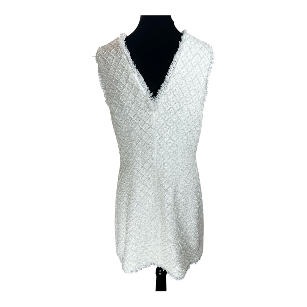 BHLDN Anthropologie Sleeveless Tweed Dress Pearl Embellished Fringed Trim NWOT - Picture 7 of 11
